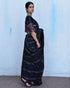 Black Hand Block Printed Cotton Mul Saree
